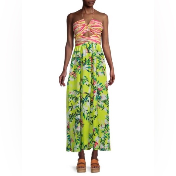 One33 Social Floral Halter Maxi Dress Size 6 - Picture 2 of 16